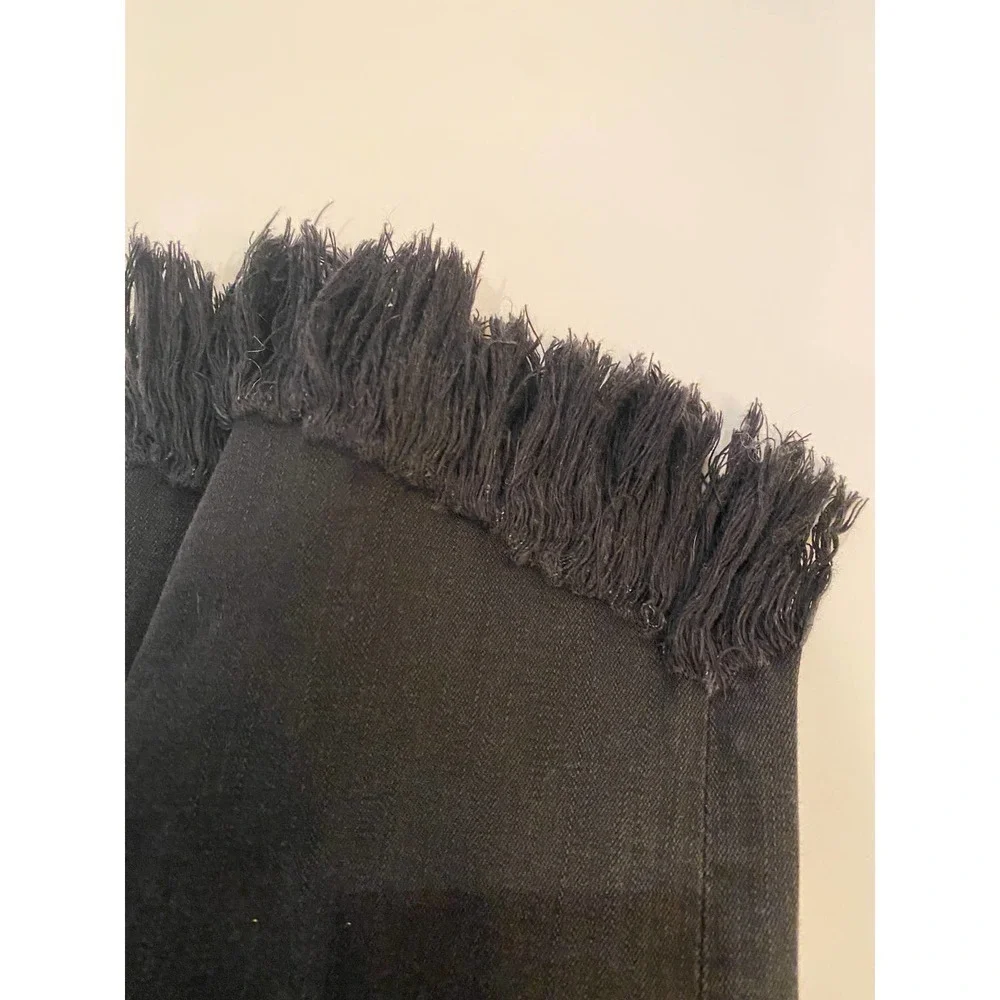 FRAME Black Frayed Hem Jeans Size 25 Cropped Straight Designer Denim - Picture 4 of 8